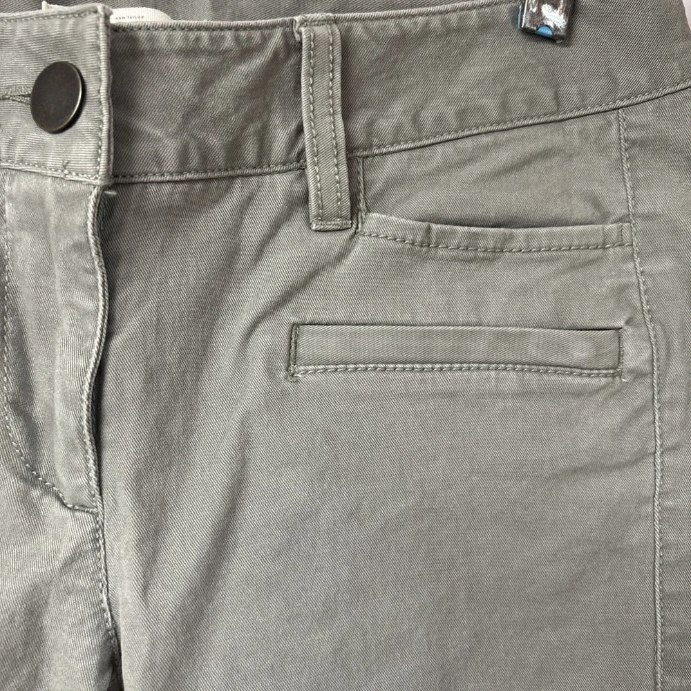 Loft Skinny Ankle Pants Womens 00 Green Khaki Flat Front Chino Modern Marisa